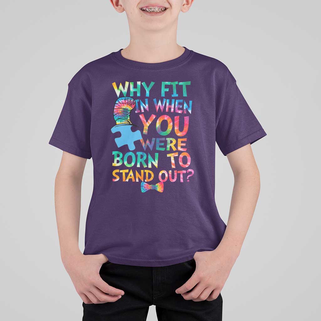 Funny Autism Awareness T Shirt For Kid Why Fit In When You Were Born To Stand Out Puzzle