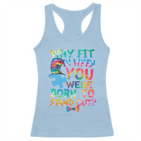 Funny Autism Awareness Racerback Tank Top Why Fit In When You Were Born To Stand Out Puzzle