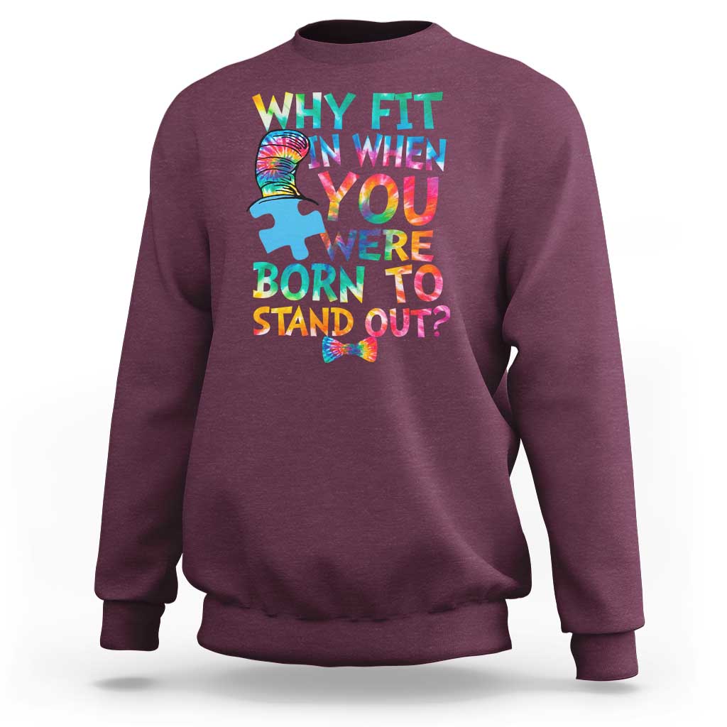 Funny Autism Awareness Sweatshirt Why Fit In When You Were Born To Stand Out Puzzle