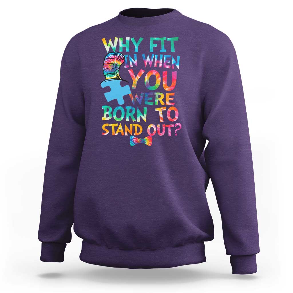 Funny Autism Awareness Sweatshirt Why Fit In When You Were Born To Stand Out Puzzle