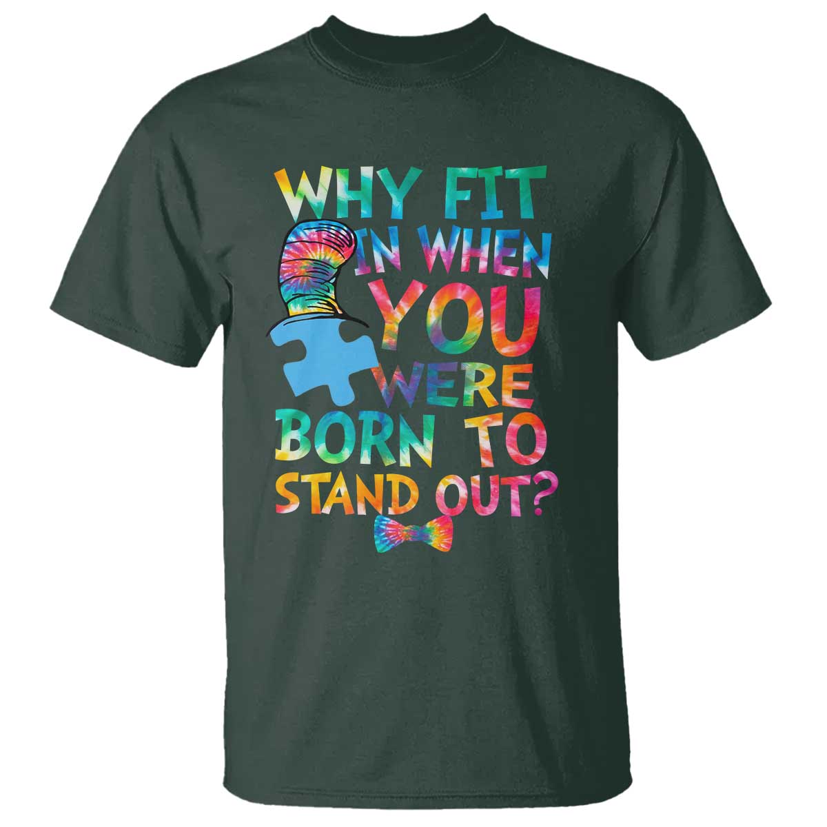 Funny Autism Awareness T Shirt Why Fit In When You Were Born To Stand Out Puzzle