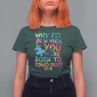 Funny Autism Awareness T Shirt For Women Why Fit In When You Were Born To Stand Out Puzzle