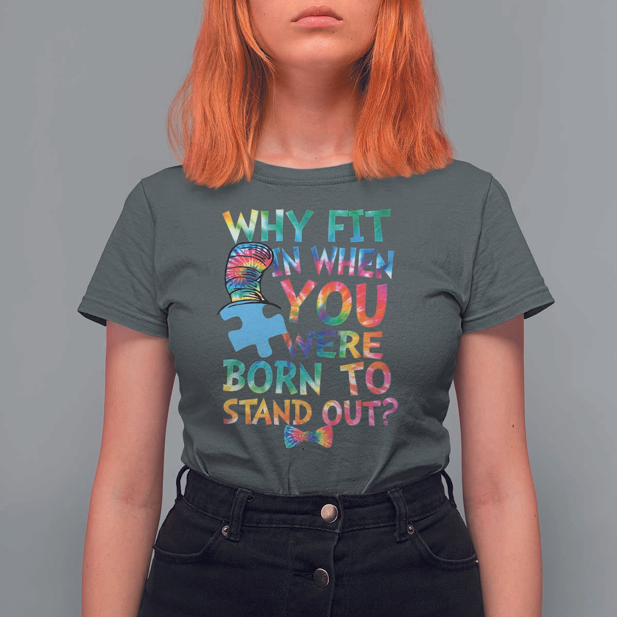 Funny Autism Awareness T Shirt For Women Why Fit In When You Were Born To Stand Out Puzzle