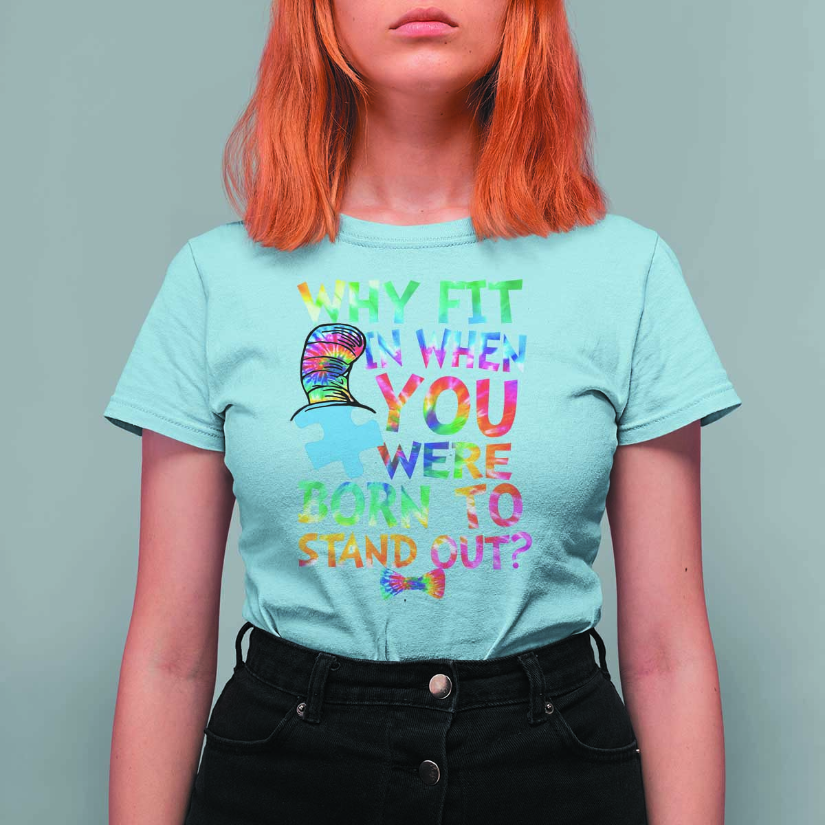Funny Autism Awareness T Shirt For Women Why Fit In When You Were Born To Stand Out Puzzle