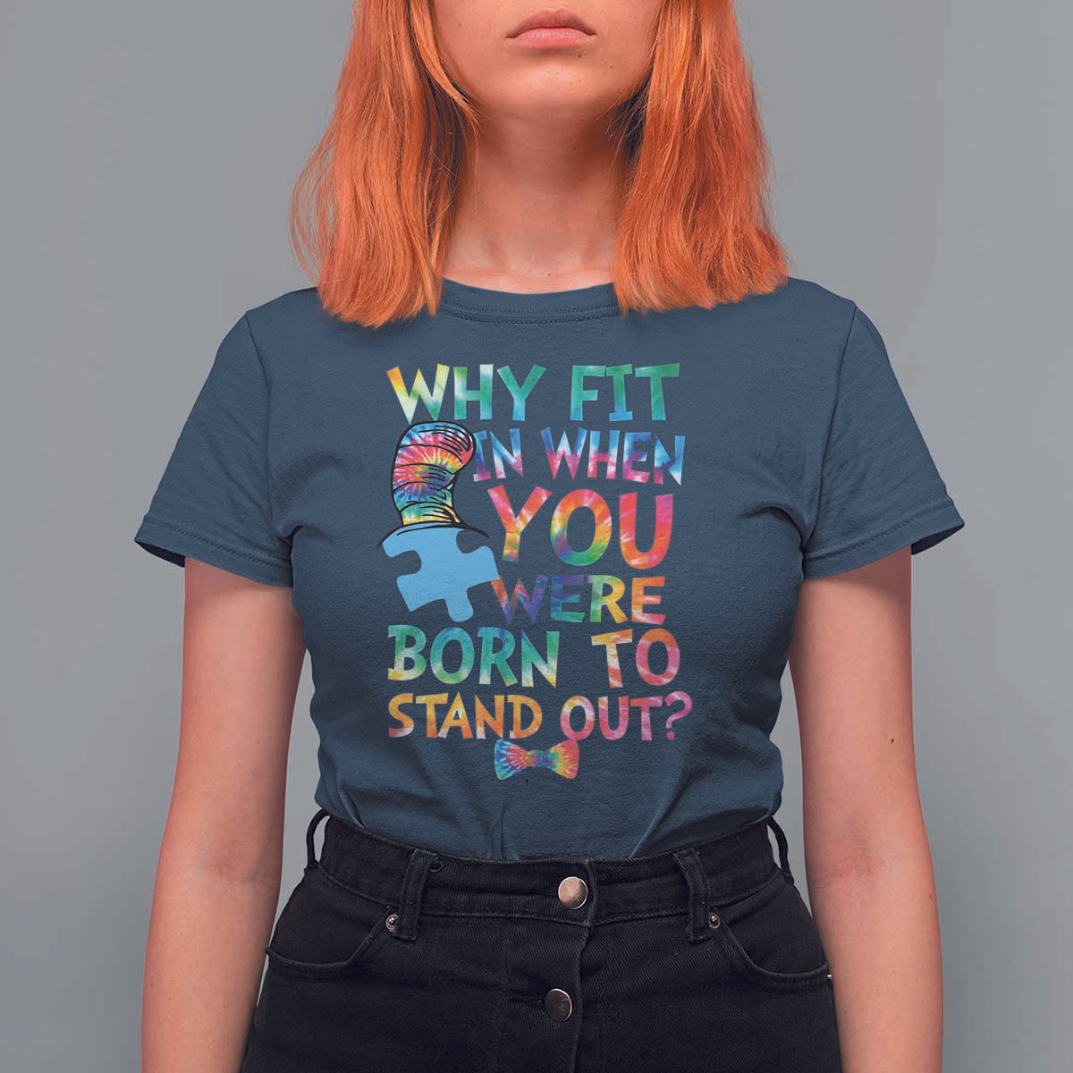 Funny Autism Awareness T Shirt For Women Why Fit In When You Were Born To Stand Out Puzzle