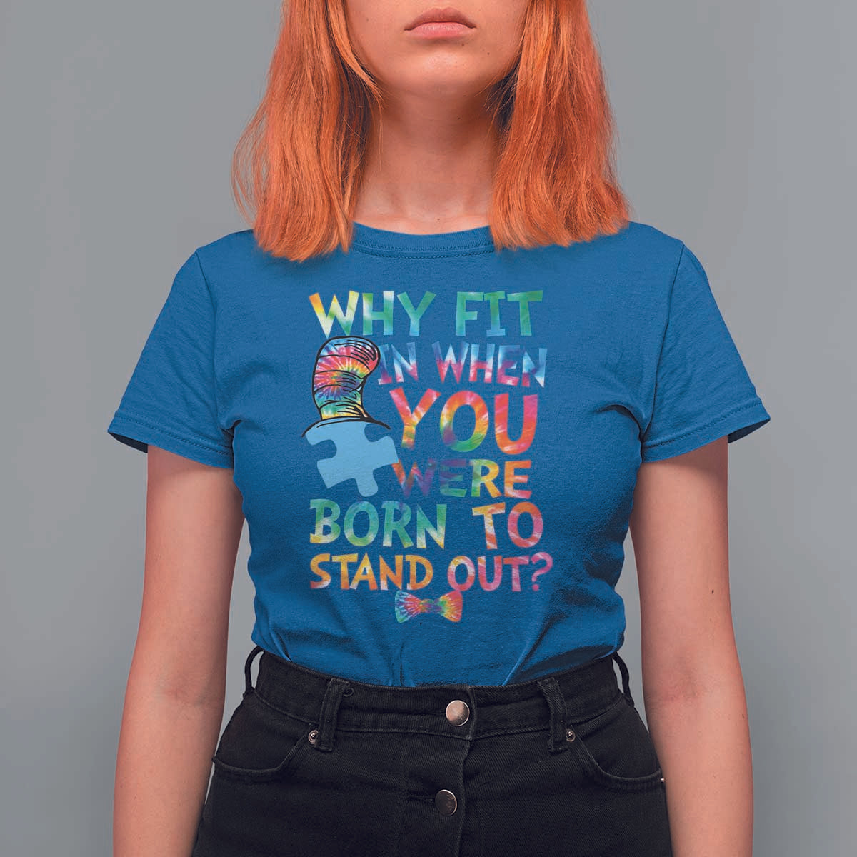 Funny Autism Awareness T Shirt For Women Why Fit In When You Were Born To Stand Out Puzzle