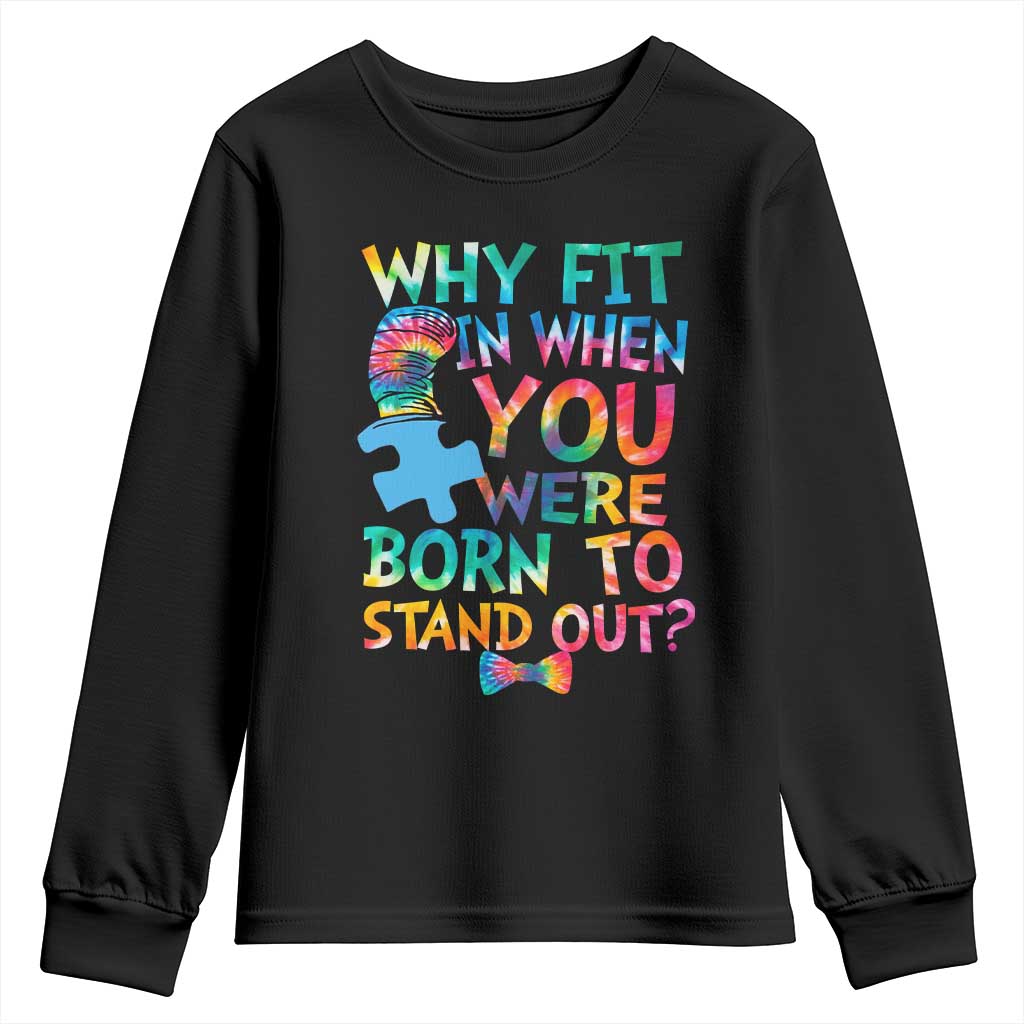 Funny Autism Awareness Youth Sweatshirt Why Fit In When You Were Born To Stand Out Puzzle