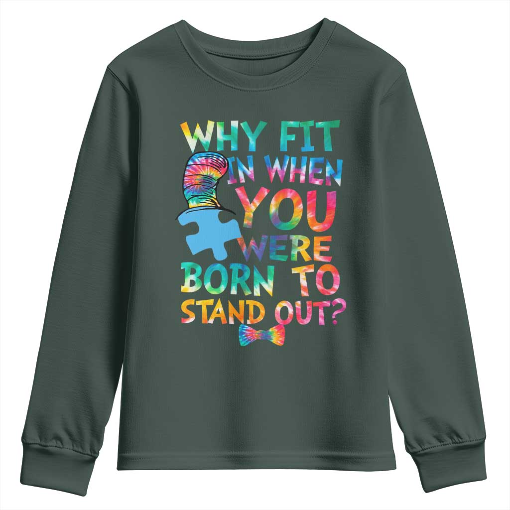Funny Autism Awareness Youth Sweatshirt Why Fit In When You Were Born To Stand Out Puzzle