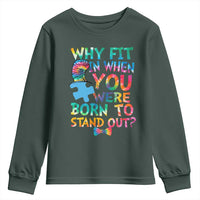 Funny Autism Awareness Youth Sweatshirt Why Fit In When You Were Born To Stand Out Puzzle