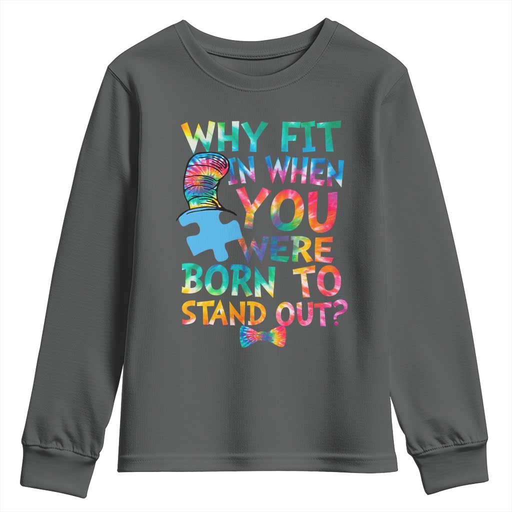 Funny Autism Awareness Youth Sweatshirt Why Fit In When You Were Born To Stand Out Puzzle