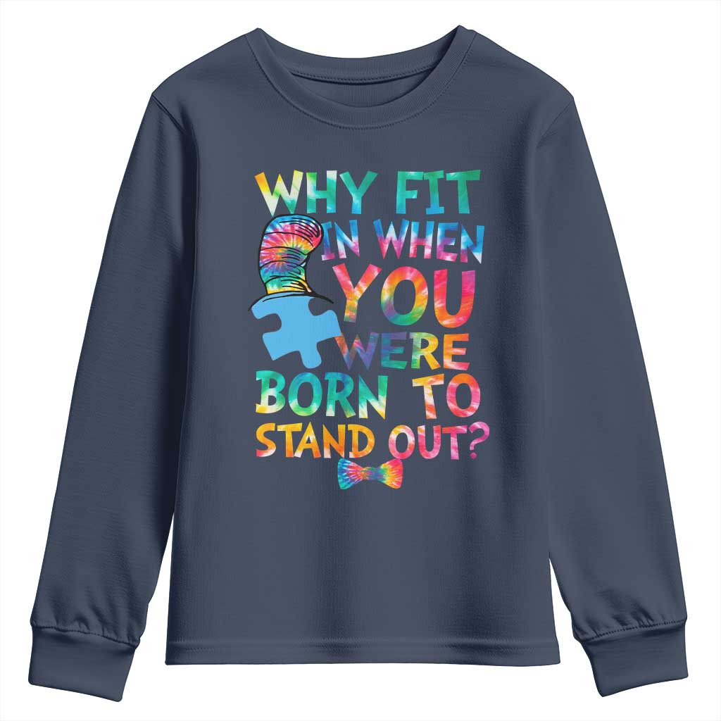 Funny Autism Awareness Youth Sweatshirt Why Fit In When You Were Born To Stand Out Puzzle