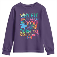 Funny Autism Awareness Youth Sweatshirt Why Fit In When You Were Born To Stand Out Puzzle