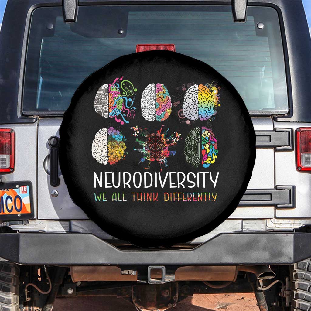 Neurodiversity We All Think Differently Spare Tire Cover Brain Autism Awareness ASD ADHD