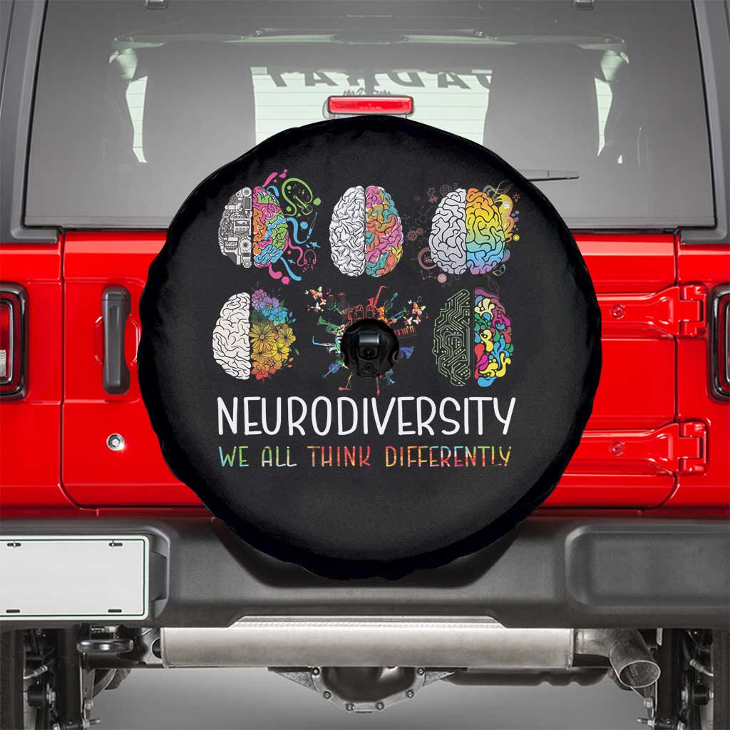 Neurodiversity We All Think Differently Spare Tire Cover Brain Autism Awareness ASD ADHD