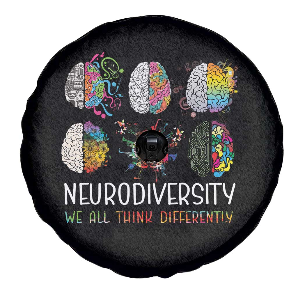 Neurodiversity We All Think Differently Spare Tire Cover Brain Autism Awareness ASD ADHD