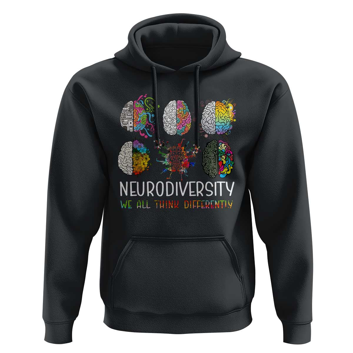 Neurodiversity We All Think Differently Hoodie Brain Autism Awareness ASD ADHD