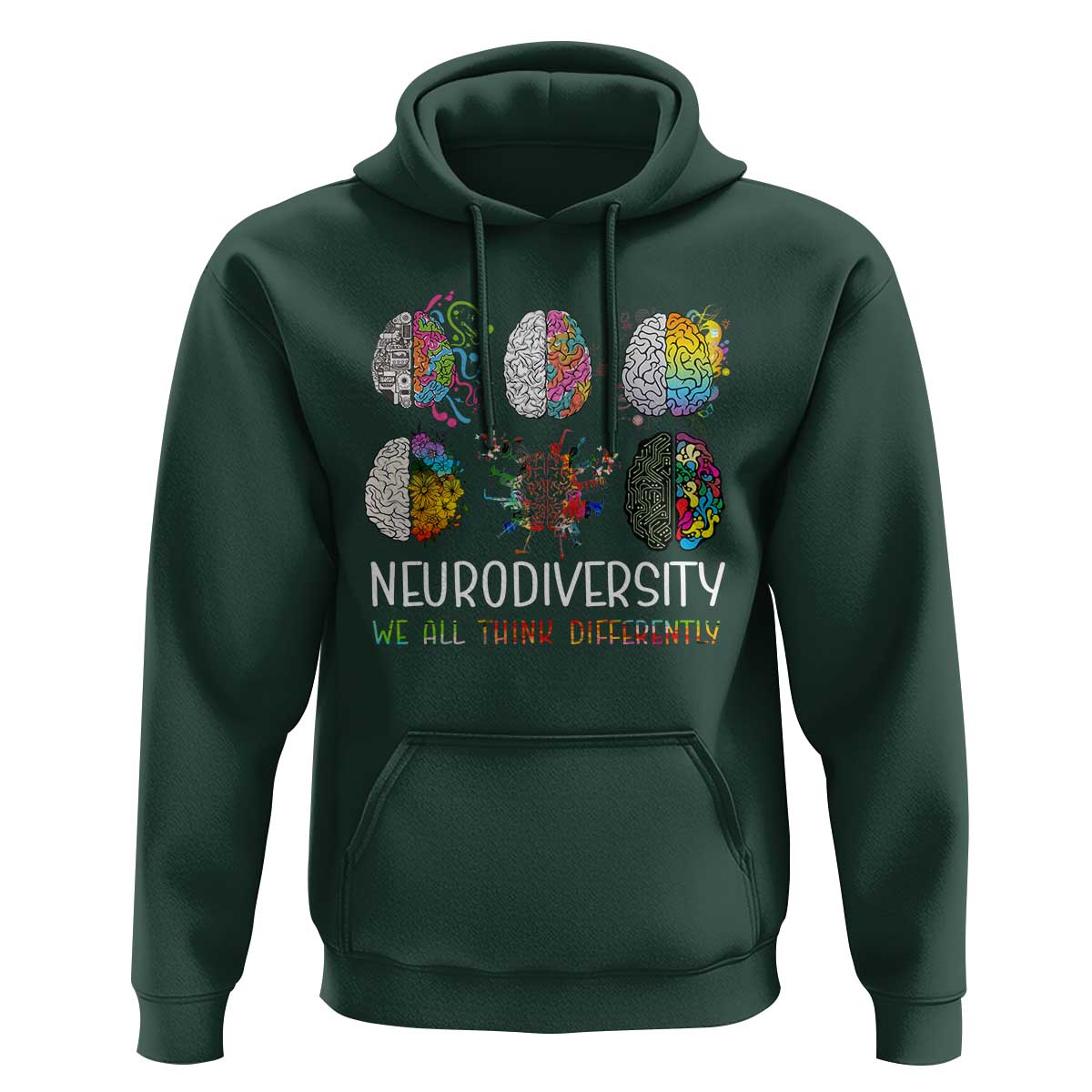 Neurodiversity We All Think Differently Hoodie Brain Autism Awareness ASD ADHD