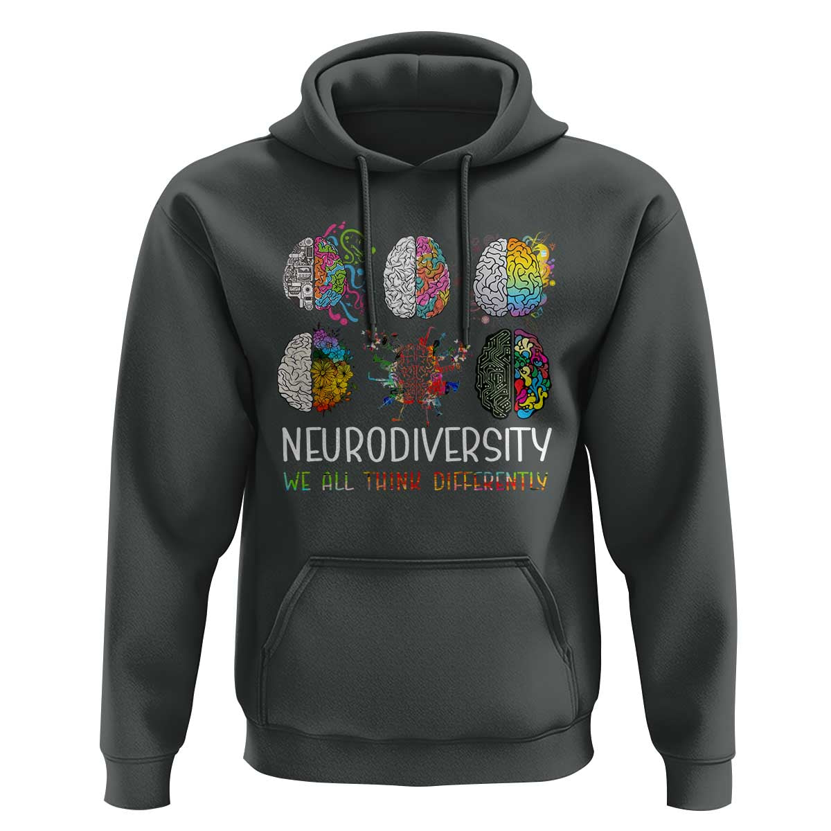 Neurodiversity We All Think Differently Hoodie Brain Autism Awareness ASD ADHD