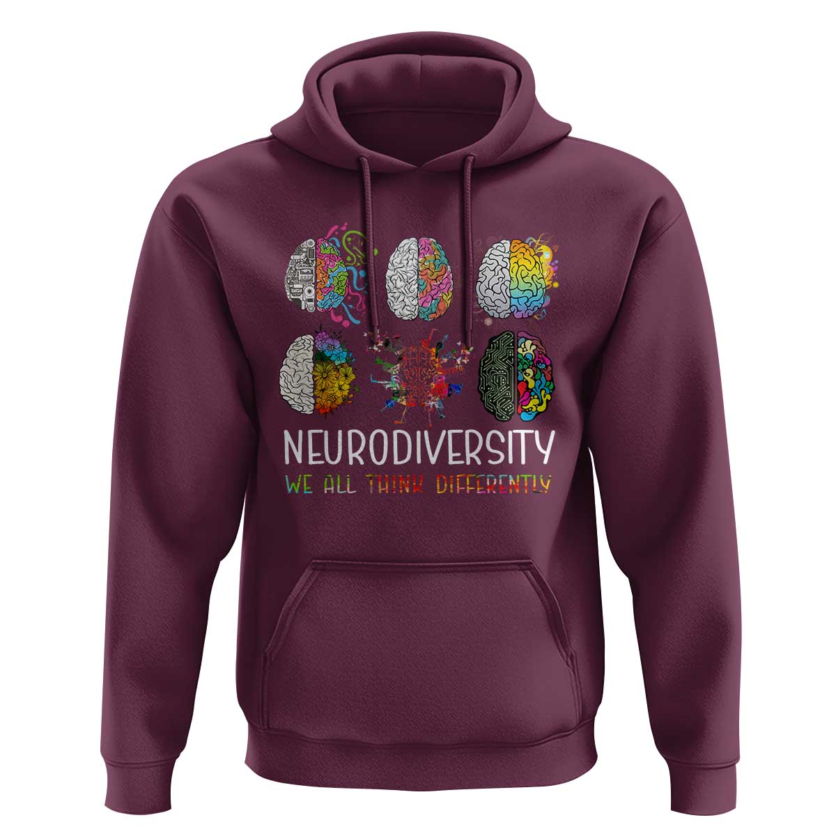 Neurodiversity We All Think Differently Hoodie Brain Autism Awareness ASD ADHD