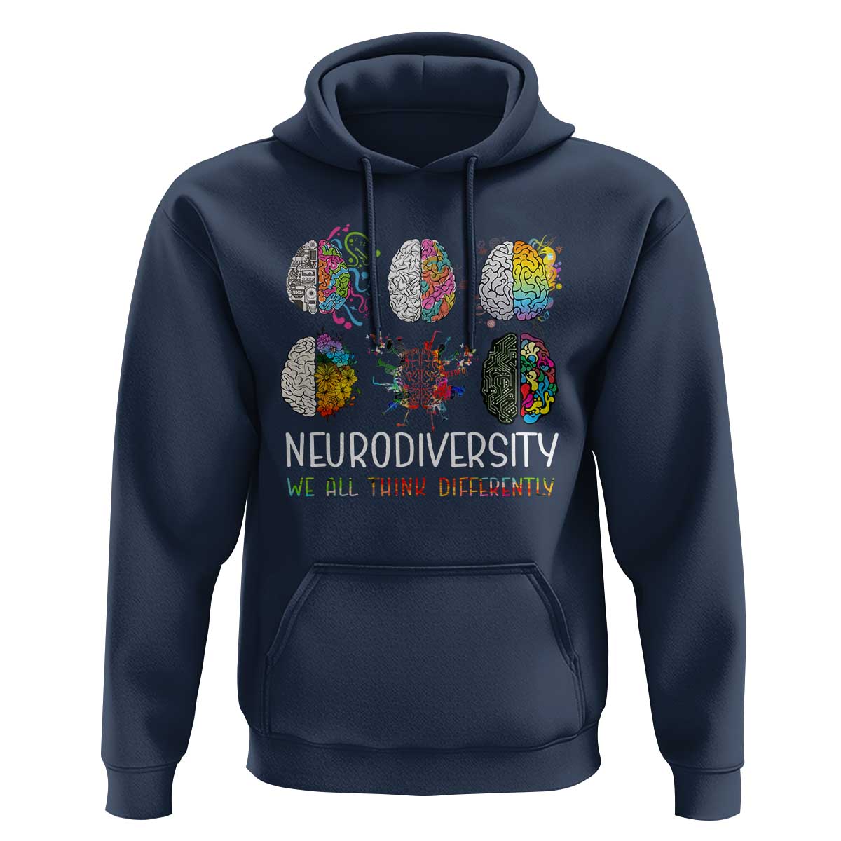 Neurodiversity We All Think Differently Hoodie Brain Autism Awareness ASD ADHD