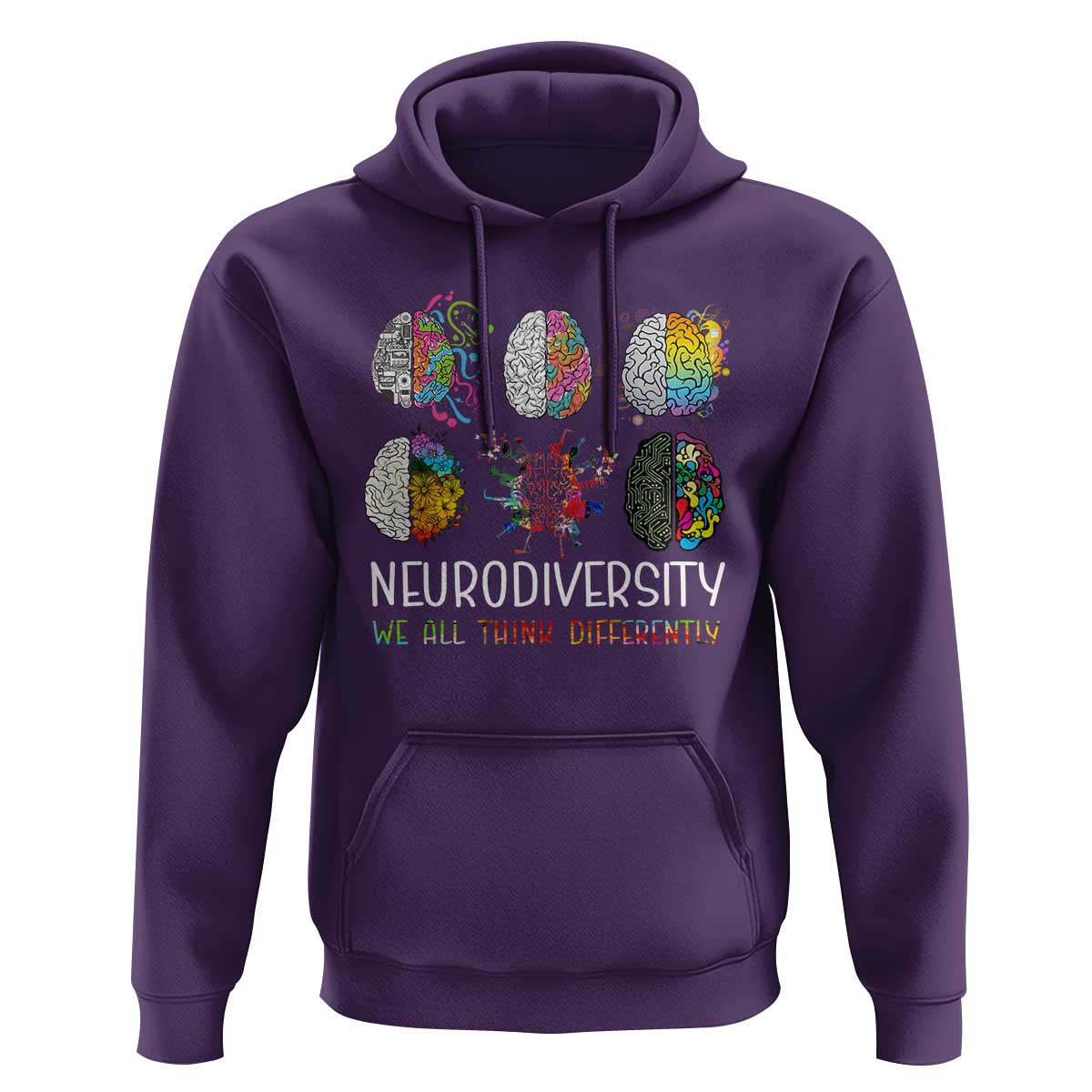 Neurodiversity We All Think Differently Hoodie Brain Autism Awareness ASD ADHD