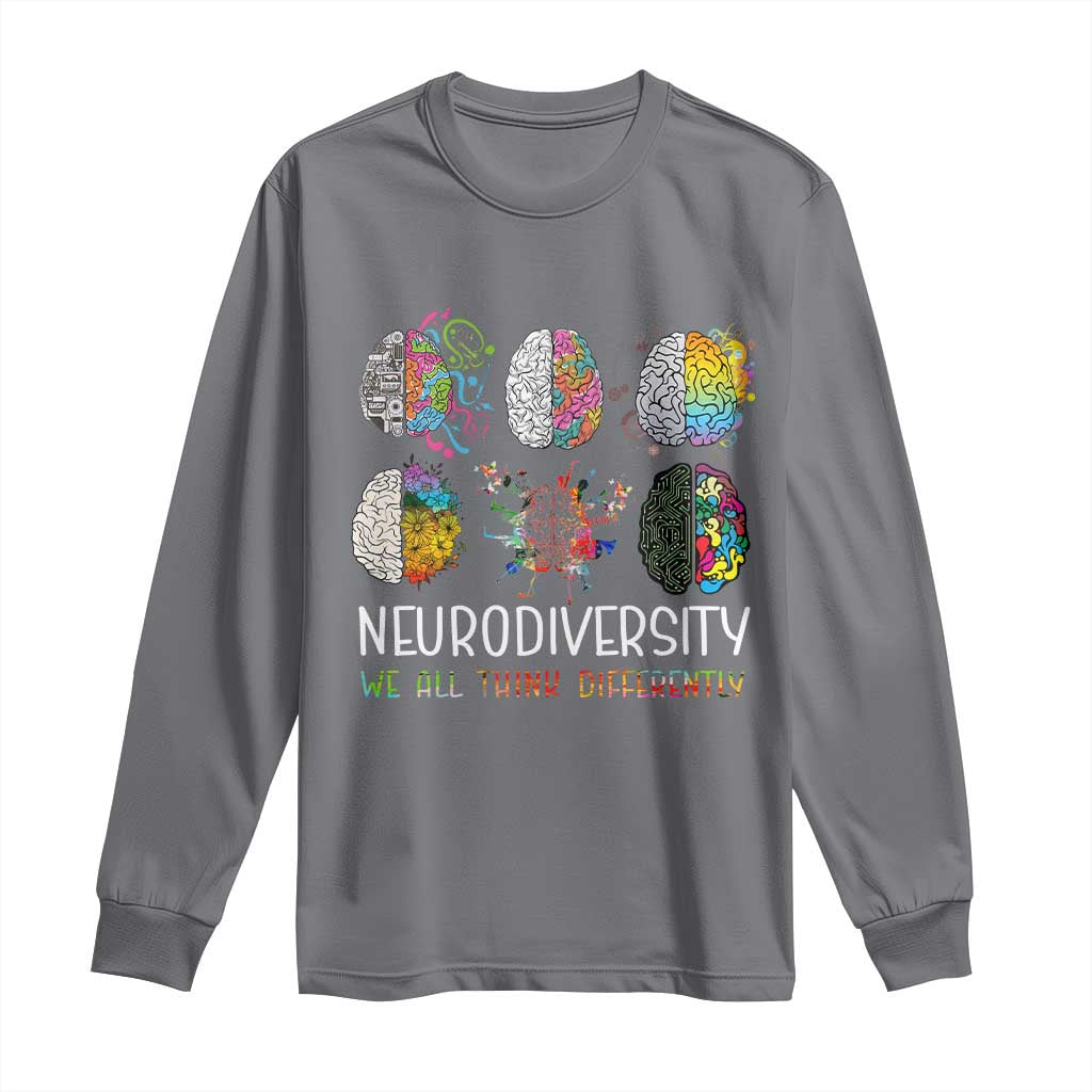 Neurodiversity We All Think Differently Long Sleeve Shirt Brain Autism Awareness ASD ADHD