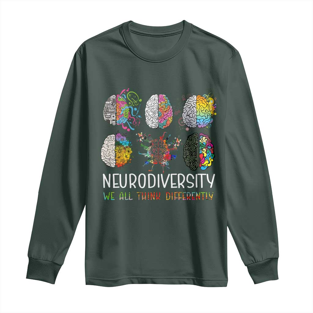 Neurodiversity We All Think Differently Long Sleeve Shirt Brain Autism Awareness ASD ADHD