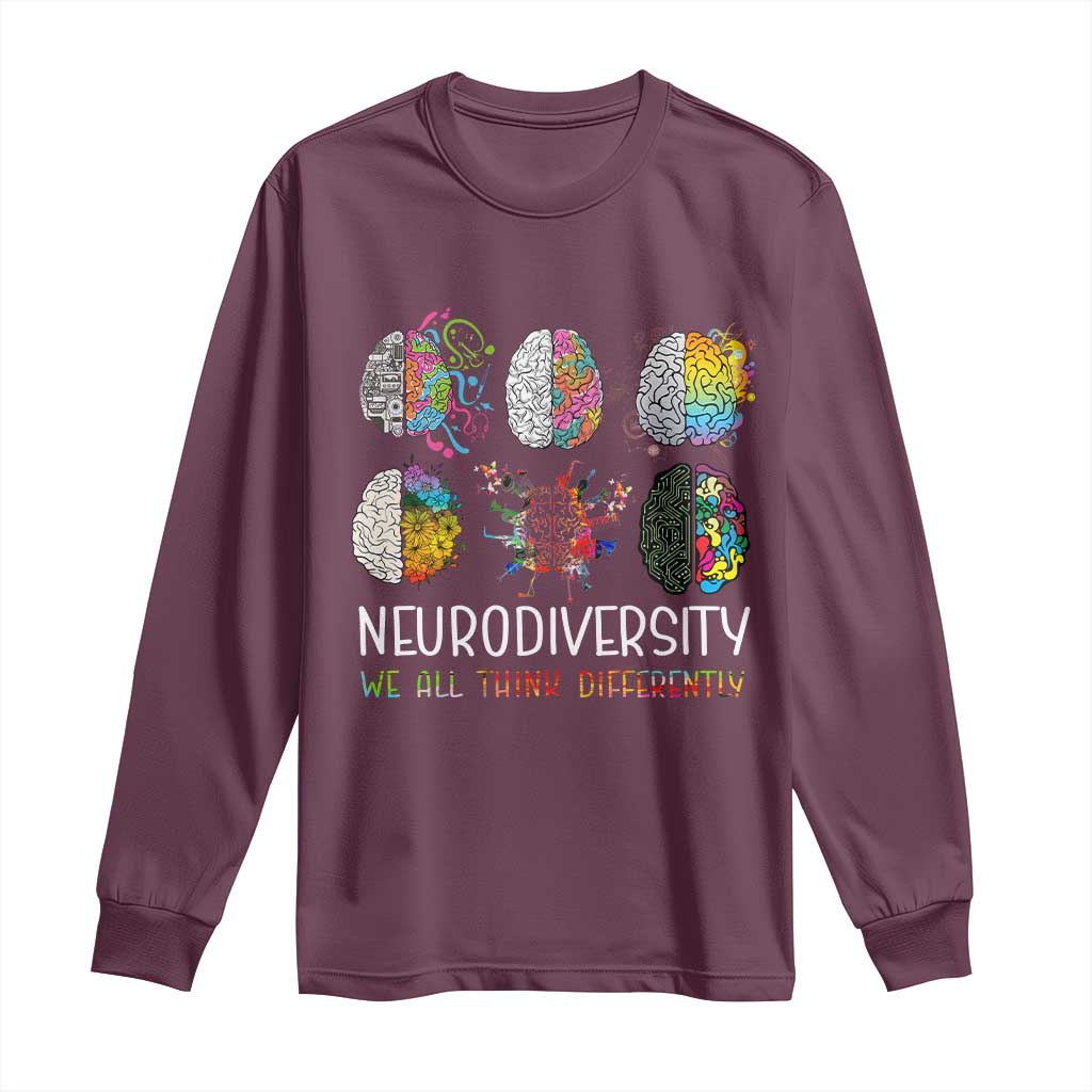 Neurodiversity We All Think Differently Long Sleeve Shirt Brain Autism Awareness ASD ADHD