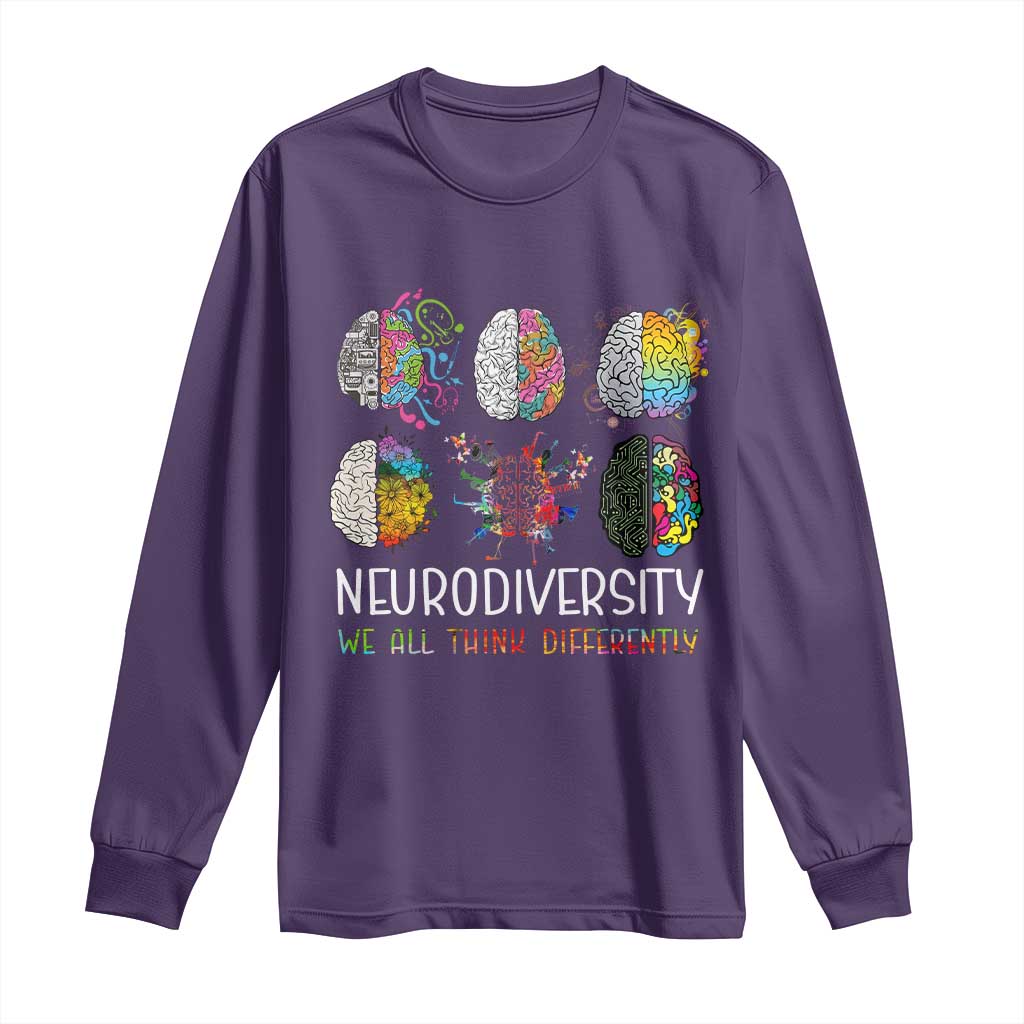 Neurodiversity We All Think Differently Long Sleeve Shirt Brain Autism Awareness ASD ADHD