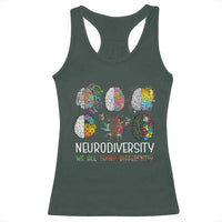 Neurodiversity We All Think Differently Racerback Tank Top Brain Autism Awareness ASD ADHD