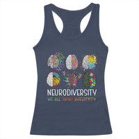 Neurodiversity We All Think Differently Racerback Tank Top Brain Autism Awareness ASD ADHD