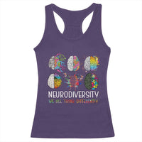 Neurodiversity We All Think Differently Racerback Tank Top Brain Autism Awareness ASD ADHD