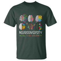 Neurodiversity We All Think Differently T Shirt Brain Autism Awareness ASD ADHD