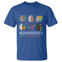 Neurodiversity We All Think Differently T Shirt Brain Autism Awareness ASD ADHD