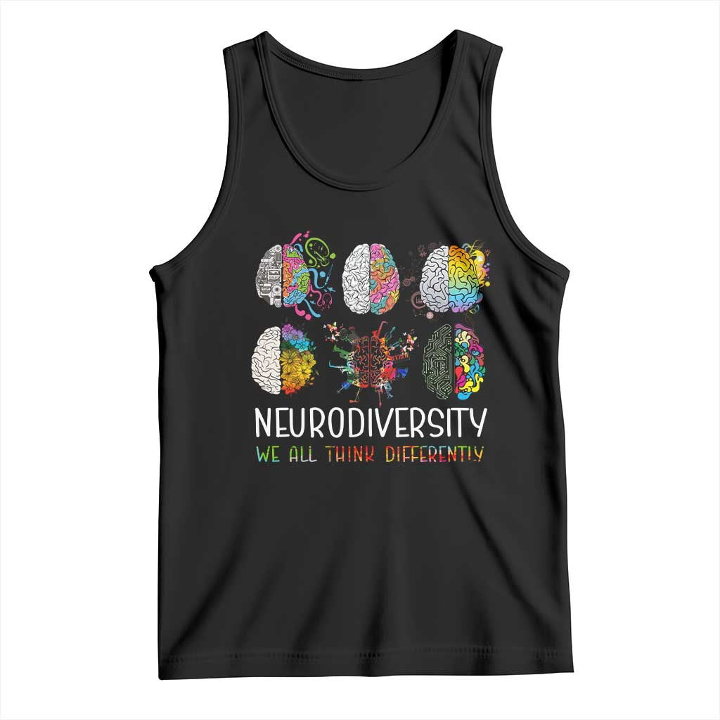 Neurodiversity We All Think Differently Tank Top Brain Autism Awareness ASD ADHD