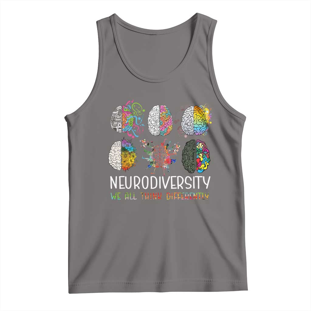 Neurodiversity We All Think Differently Tank Top Brain Autism Awareness ASD ADHD