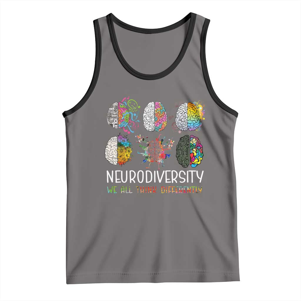 Neurodiversity We All Think Differently Tank Top Brain Autism Awareness ASD ADHD