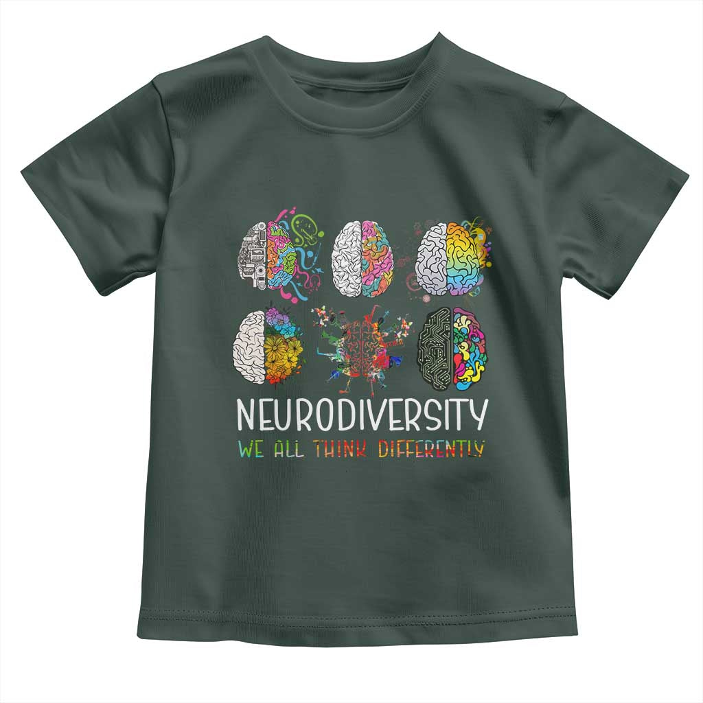 Neurodiversity We All Think Differently Toddler T Shirt Brain Autism Awareness ASD ADHD
