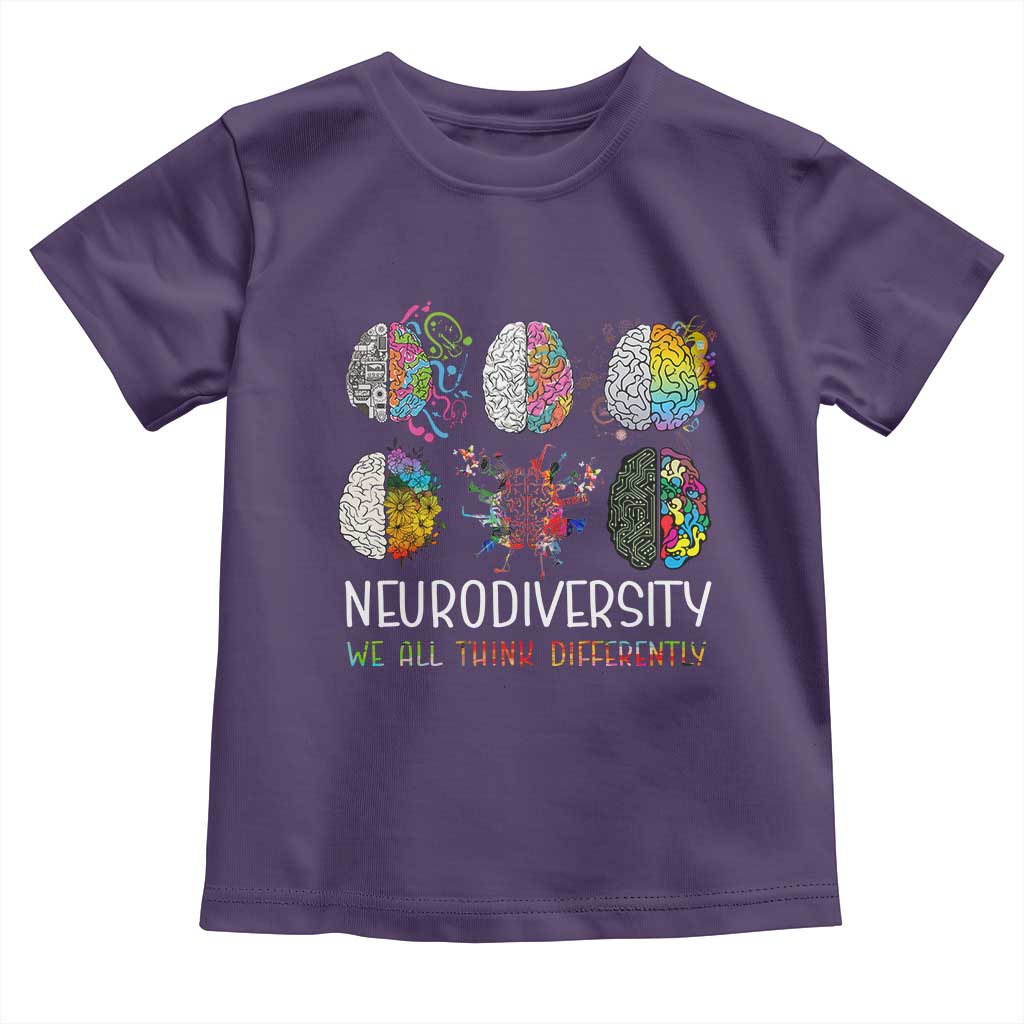 Neurodiversity We All Think Differently Toddler T Shirt Brain Autism Awareness ASD ADHD