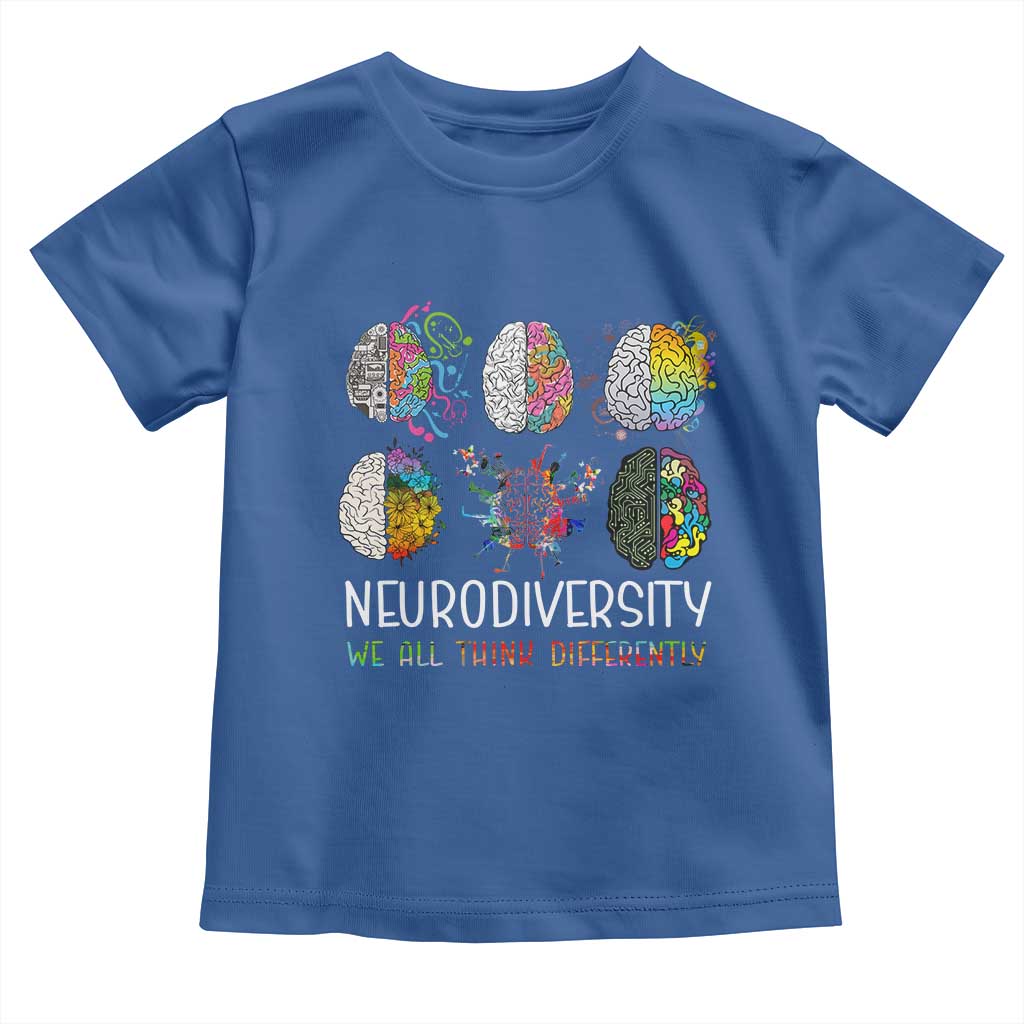Neurodiversity We All Think Differently Toddler T Shirt Brain Autism Awareness ASD ADHD