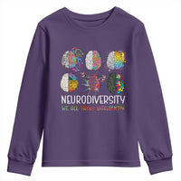 Neurodiversity We All Think Differently Youth Sweatshirt Brain Autism Awareness ASD ADHD