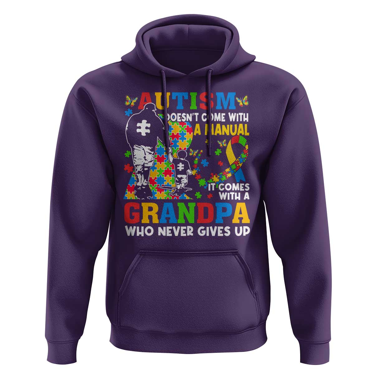 Autism Grandpa Hoodie Autism Doesn't Come With A Manual It Comes With A Grandpa