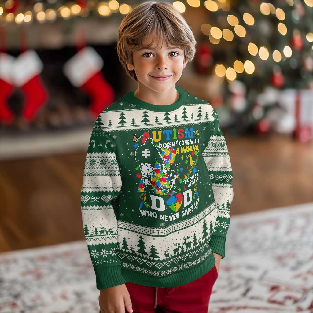 Autism Dad Ugly Christmas Sweater Autism Doesn't Come With A Manual It Comes With A Dad