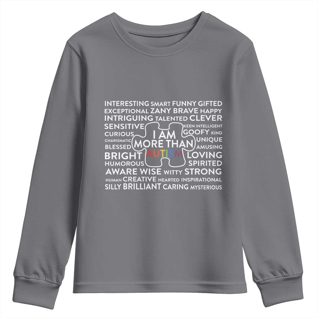 Autism Awareness Youth Sweatshirt I Am More Than Autism Puzzle Piece