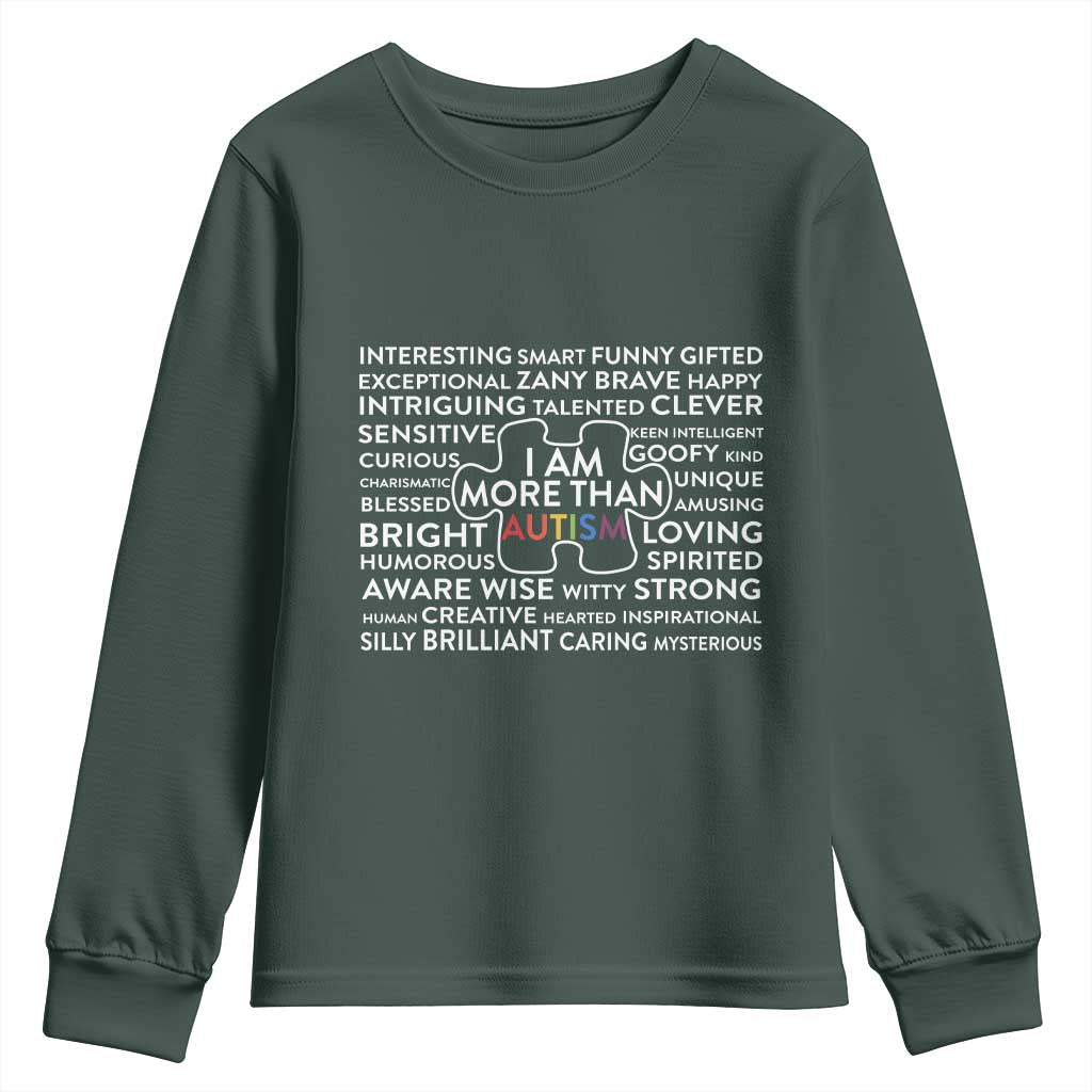 Autism Awareness Youth Sweatshirt I Am More Than Autism Puzzle Piece