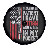 Funny Please Be Patient I Have Autism And A Gun In My Pocket Spare Tire Cover Autism Awareness Vintage American Flag