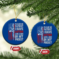 Funny Please Be Patient I Have Autism And A Gun In My Pocket Ceramic Ornament Autism Awareness Vintage American Flag
