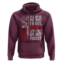 Funny Please Be Patient I Have Autism And A Gun In My Pocket Hoodie Autism Awareness Vintage American Flag