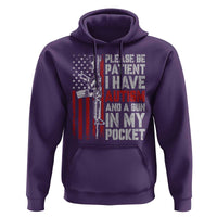 Funny Please Be Patient I Have Autism And A Gun In My Pocket Hoodie Autism Awareness Vintage American Flag