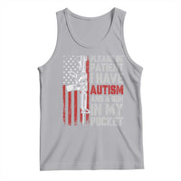 Funny Please Be Patient I Have Autism And A Gun In My Pocket Tank Top Autism Awareness Vintage American Flag